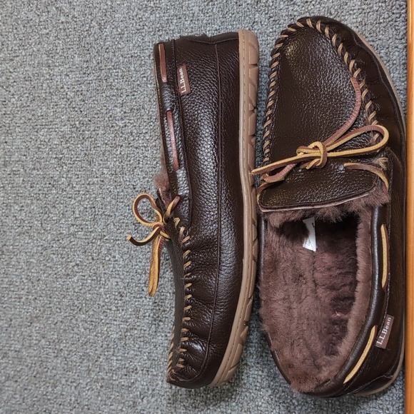 L.L. Bean Wicked Good Moccasins Moosehide Slipper Chocolate Brown Size 11.0 - Picture 6 of 14